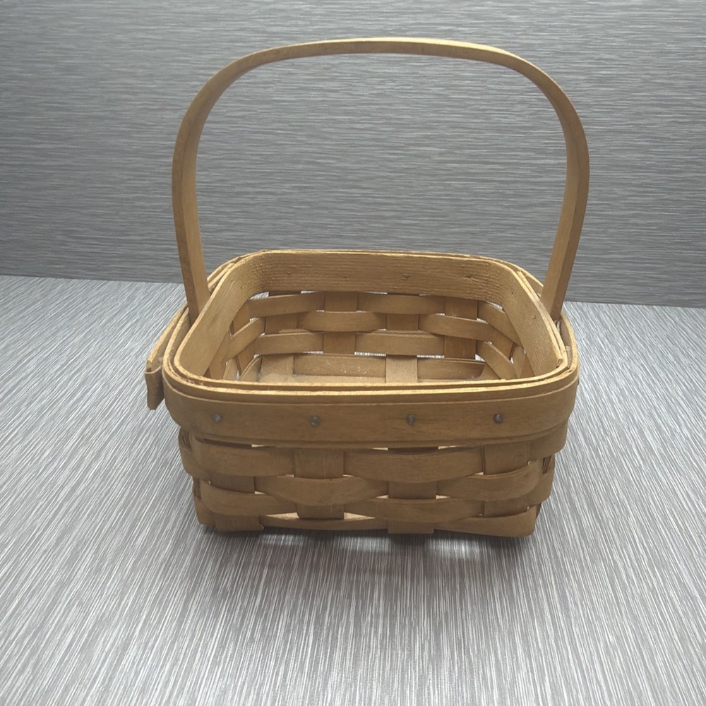 Vintage Longaberger Strawberry Basket Square Swing Handle Signed USA